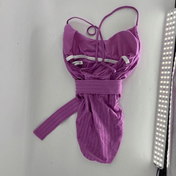 BikiniLab women's fuschia one piece belted bathing suit womens m - Picture 3 of 9